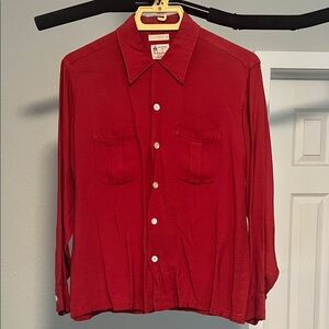 Men's Red Casual Button Down Shirt